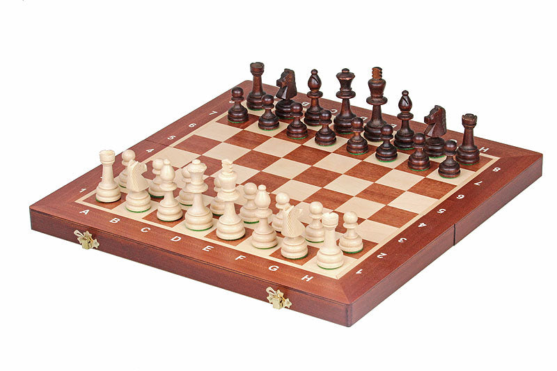 Jeu d'échecs de tournoi n° 4 (double reine) plateau en acajou et sycomore