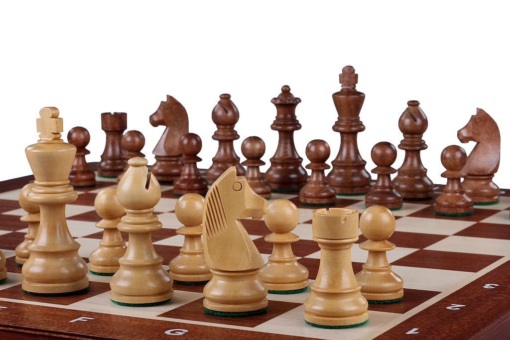Jeu d'échecs de tournoi de chevalier allemand n° 5 en acacia et buis