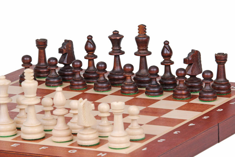 Jeu d'échecs de tournoi n° 4 (double reine) plateau en acajou et sycomore