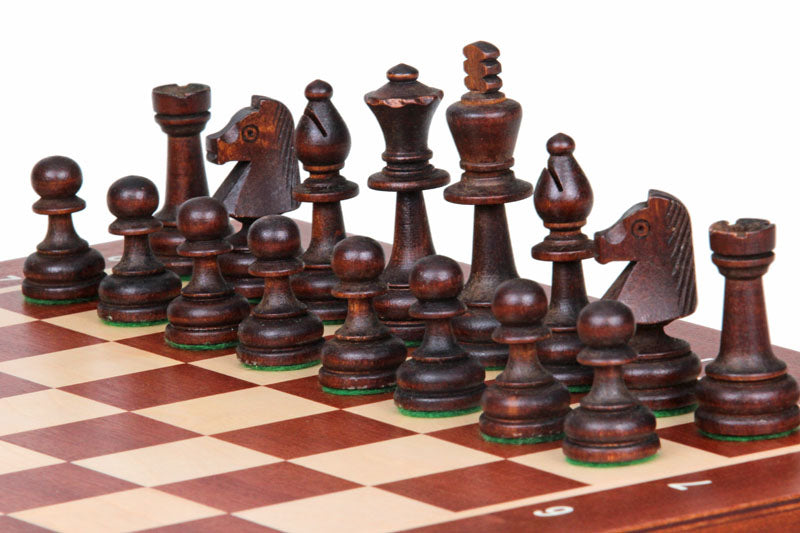 Jeu d'échecs de tournoi n° 4 (double reine) plateau en acajou et sycomore