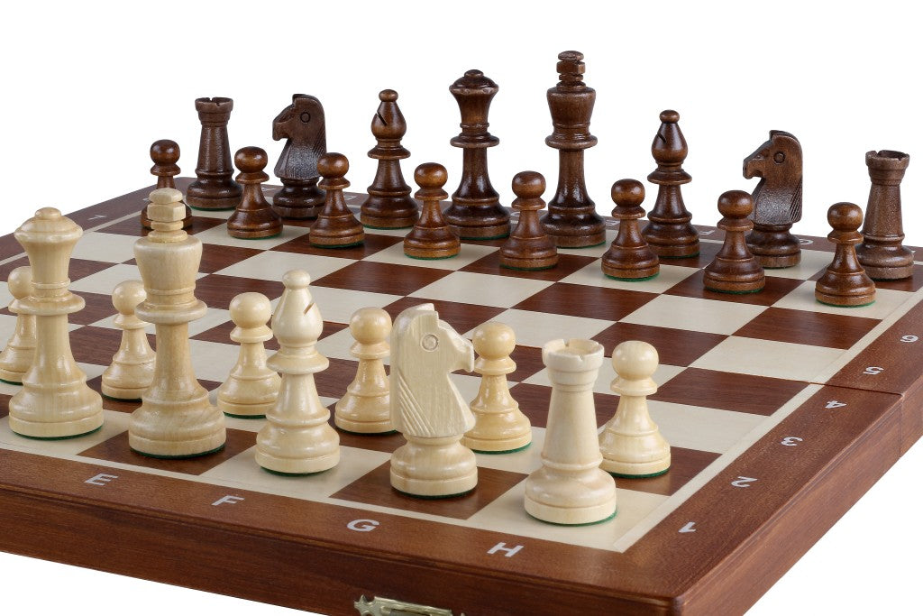 Jeu d'échecs de tournoi Staunton n° 5 avec plateau en acajou et sycomore