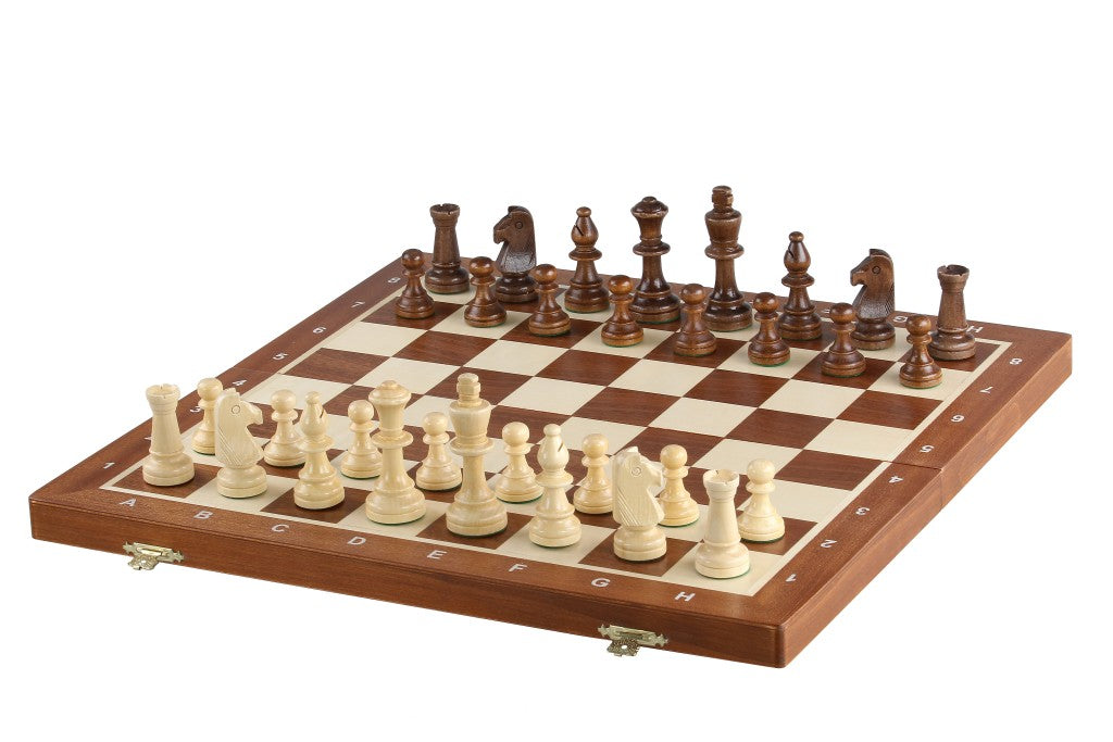 Jeu d'échecs de tournoi Staunton n° 5 avec plateau en acajou et sycomore