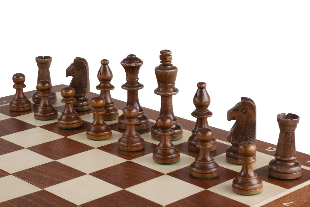 Jeu d'échecs de tournoi Staunton n° 5 avec plateau en acajou et sycomore